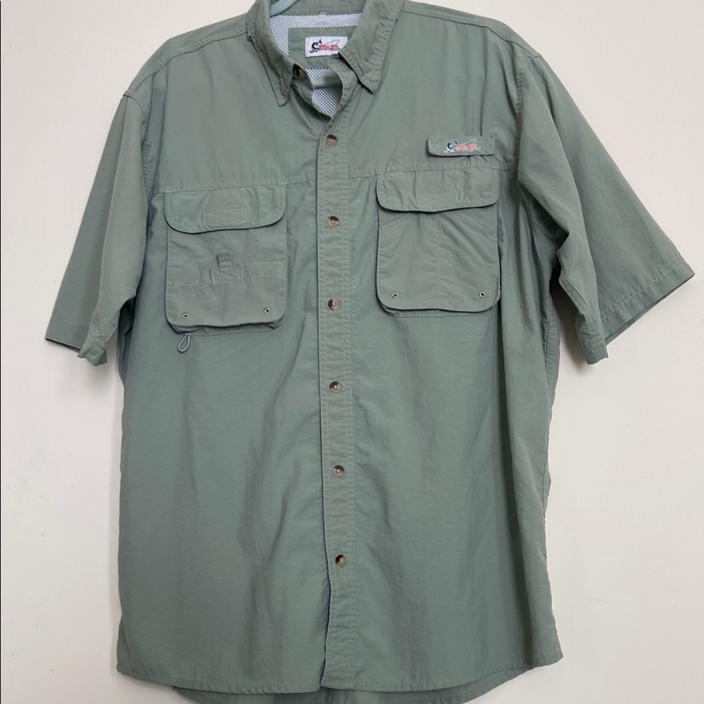 WORLD WIDE SPORTSMAN Men's Green Short Sleeve Shirt
